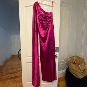 CITY STUDIO Women's Pink Cape Sleeve Cutout Back Formal Gown Dress